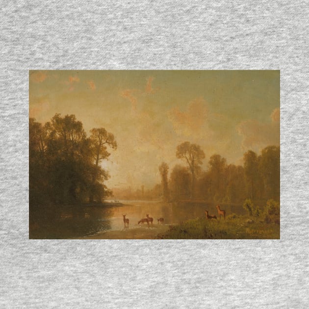 Twilight With Deer by Albert Bierstadt by Classic Art Stall